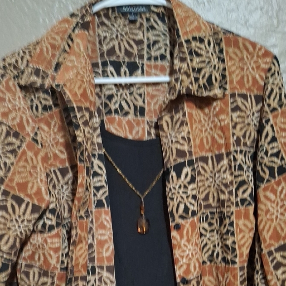 Notations Wome's Black and Brown Floral Jacket Size L - Picture 3 of 10